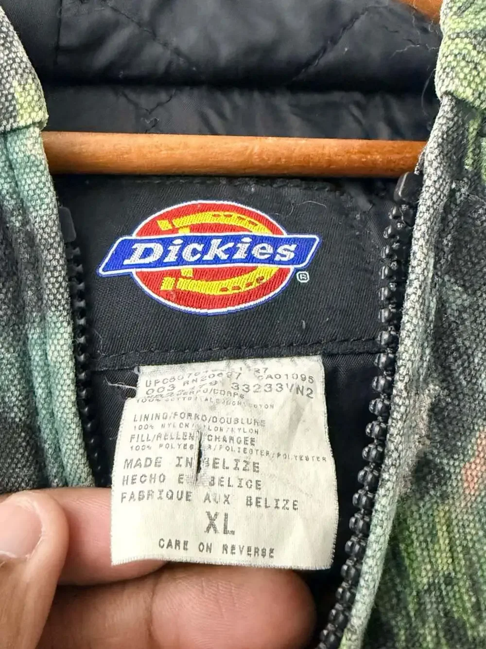 Vintage Dickies Pine Camo Quilted Lined Hooded Full-Zip Jacket